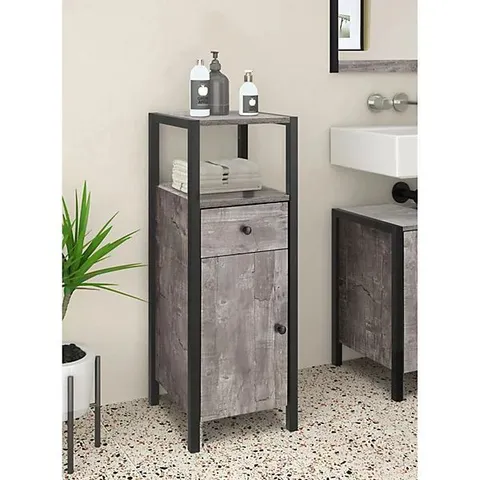 BOXED CHRIS CABINET WITH 1 DOOR / 1 DRAWER IN CONCRETE LOOK (1 BOX)