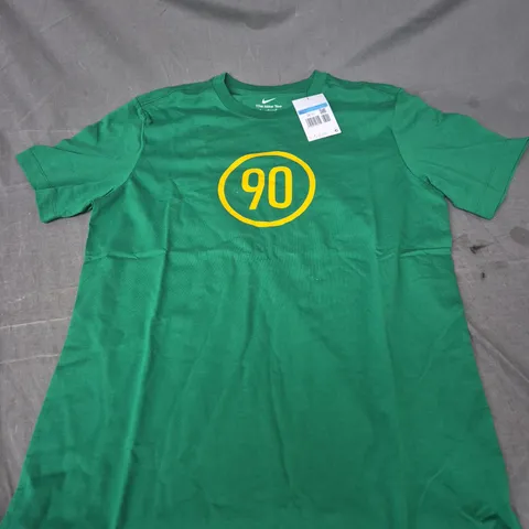 NIKE THE TEE MEN'S T-SHIRT – GREEN WITH YELLOW 90 GRAPHIC (UK M)