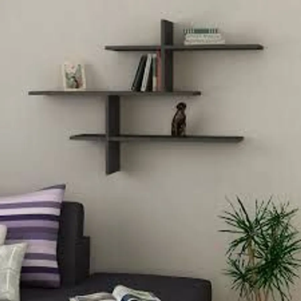 BOXED LEO MODERN FLOATING SHELF TALL 80.5CM - ANTHRACITE