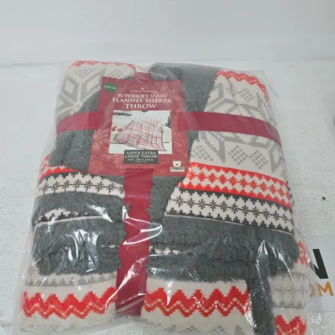 GAVENO CAVAILIA SUPERSOFT SNUG FLANNEL SHERPA THROW β SUPER EXTRA LARGE 200 X 240 CM
