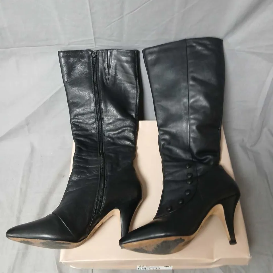 DUNE WOMEN'S PIRATE D BLACK LEATHER BOOTS – UK 7 (EU 40)