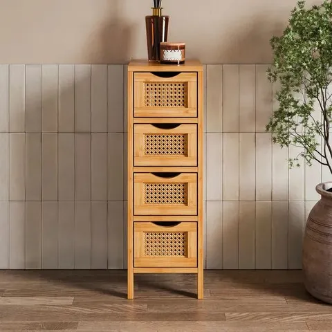 BOXED AVANI 4 DRAWER STORAGE UNIT, BAMBOO (1 BOX)