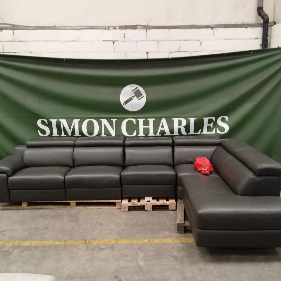 QUALITY DESIGNER ITALIAN MADE RICCARDO LEATHER ELECTRIC RECLINER CORNER SOFA