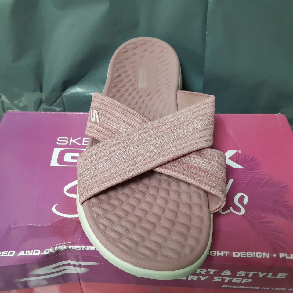 BOXED SKECHERS GO WALK FLEX SANDALS IN PINK - SIZE 5