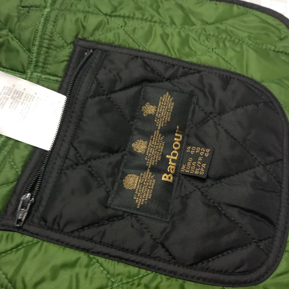 BARBOUR QUILTED BLACK BUTTON FRONT COAT - UK 14