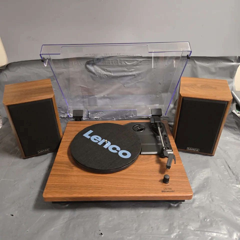 LENCO LS-100WD TURNTABLE WITH BLUETOOTH RECEPTION AND WOODEN SPEAKERS