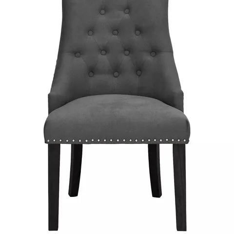 BOXED WARWICK PAIR OF VELVET DINING CHAIRS - CHARCOAL/BLACK (1 BOX)