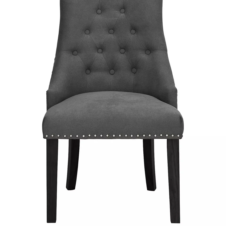 BOXED WARWICK PAIR OF VELVET DINING CHAIRS - CHARCOAL/BLACK (1 BOX)