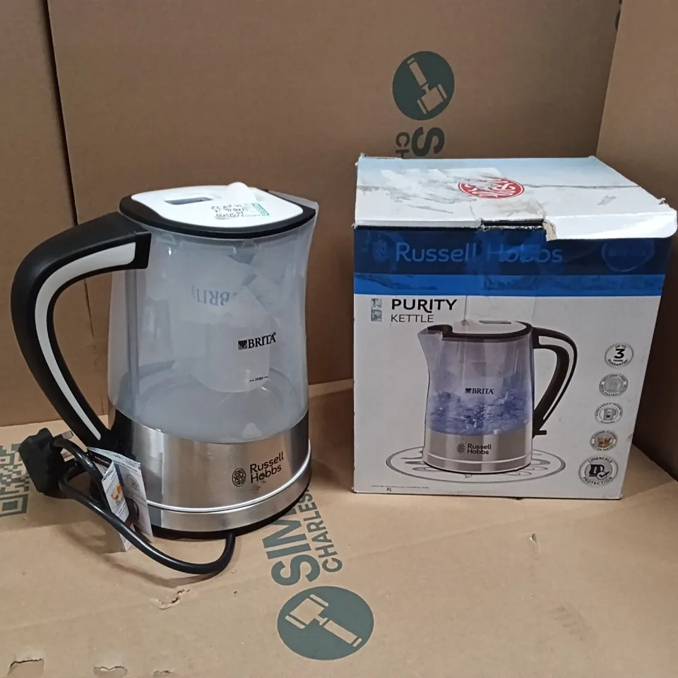BOXED RUSSELL HOBBS 22851 BRITA PURITY FILTER PLASTIC KETTLE