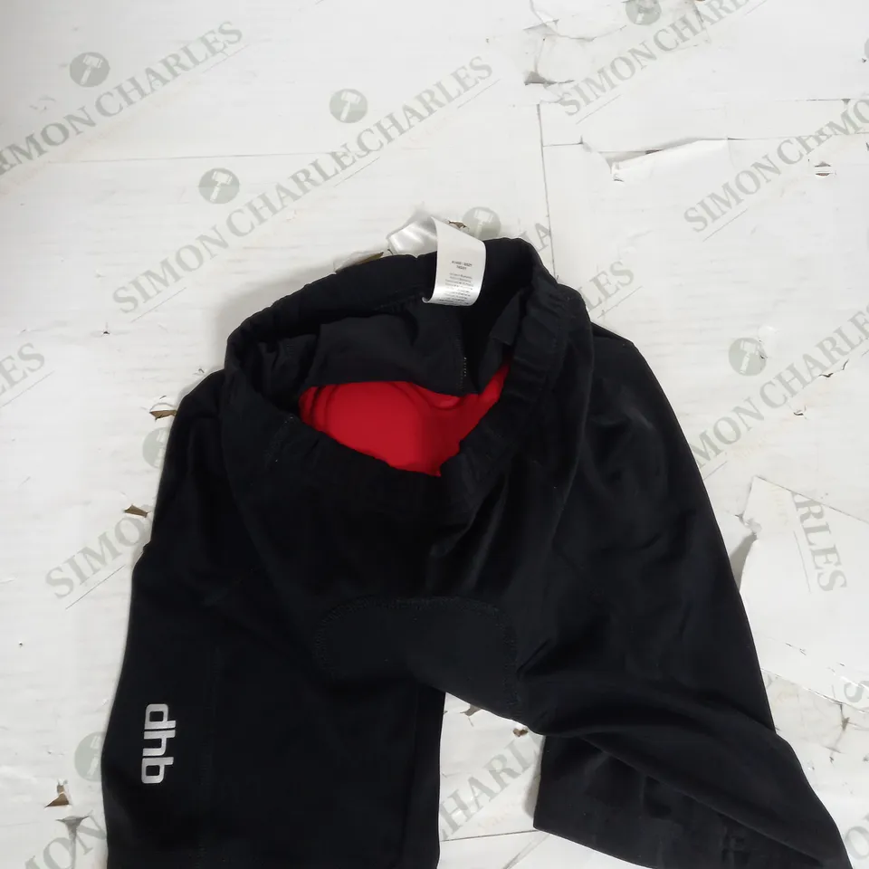 DHB CROTCH PADDED SHORTS IN BLACK SIZE 10