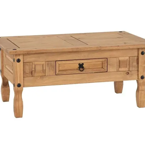 BOXED SECONIQUE CORONA 1 DRAWER COFFEE TABLE - DISTRESSED WAX PINE (1 BOX)