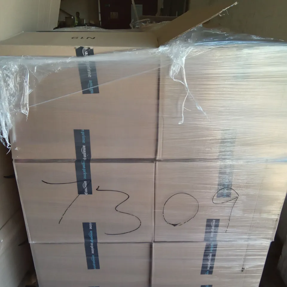 PALLET OF ASSORTED ITEMS INCLUDING ITISLL PUMP SPRAYER, KESTKAS CARPET TAPE, PROSOURCEFITFLEX HALF ROUND FOAM ROLLER, HALLOWEEN DECORATIONS, ELECTRIC JAR OPENER, M-DESIGN WIRE STORAGE BASKETS