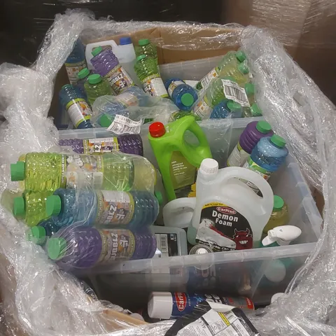 PALLET CONTAINING A VERY LARGE QUANTITY OF ASSORTED ITEMS INCLUDING: DE-ICER, BUBBLZ SOLUTION, CAR SHAMPOO ECT