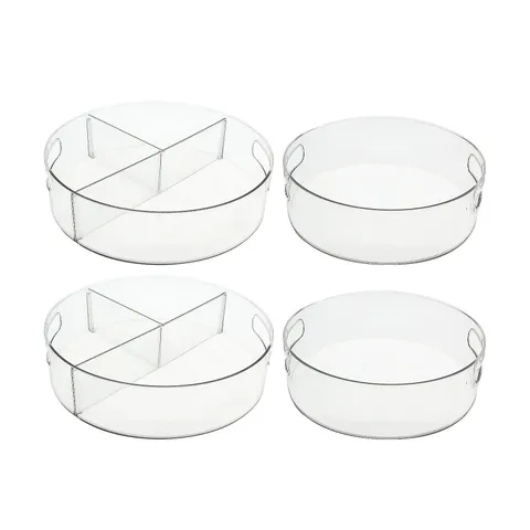 COOK'S ESSENTIALS SET OF 4 TURNTABLE STORAGE ORGANISERS WITH DIVIDERS