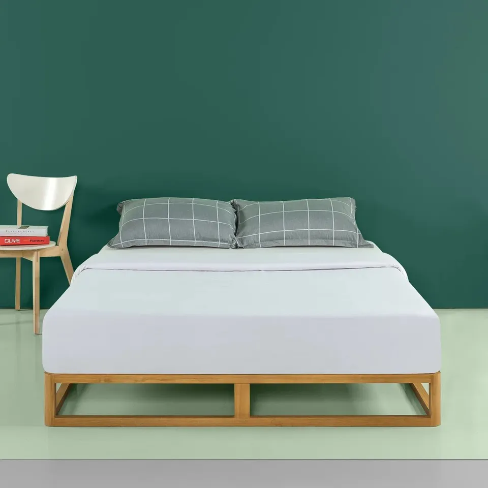 BOXED JAQUAN MINIMALIST WOOD PLATFORM BED FRAME - SIZE UNSPECIFIED 