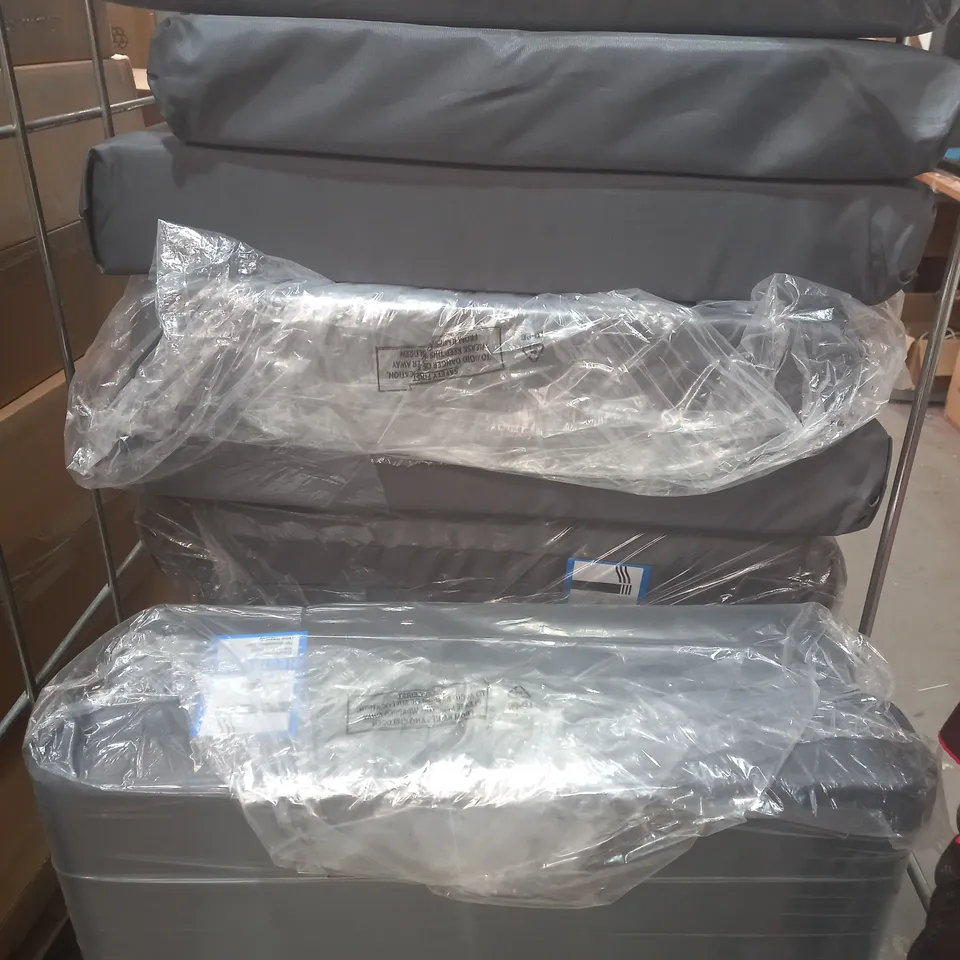LOT OF APPROXIMATELY 10 ASSORTED DESIGNER OUTDOOR LOUNGER CUSHIONS IN GREY