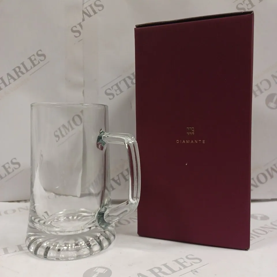 BOXED GLASS DIAMANTE AURIS TANKARD 