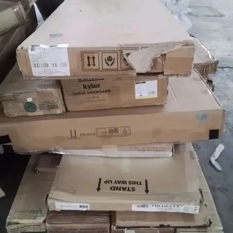 PALLET CONTAINING VARIOUS ASSORTED INCOMPLETE FURNITURE PARTS AND OTHER HOUSEHOLD ITEMS