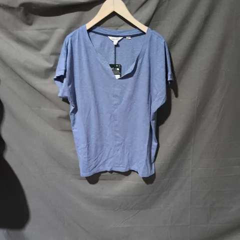WHITE STUFF NELLY NOTCH NECK TEE – MID BLUE, UK 16 (EU 44 US 12)