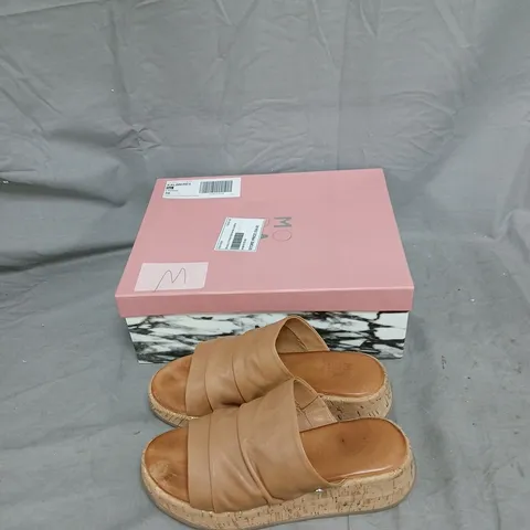 KALIMERES TAN LEATHER CORK PLATFORM WEDGE SANDALS β UK 5 (EU 38)