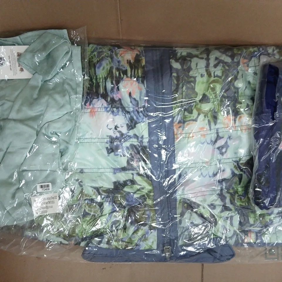 BOX OF APPROXIMATELY 20 ASSORTED CLOTHING ITEMS IN VARIOUS COLOURS, STYLES, AND SIZES - COLLECTION ONLY