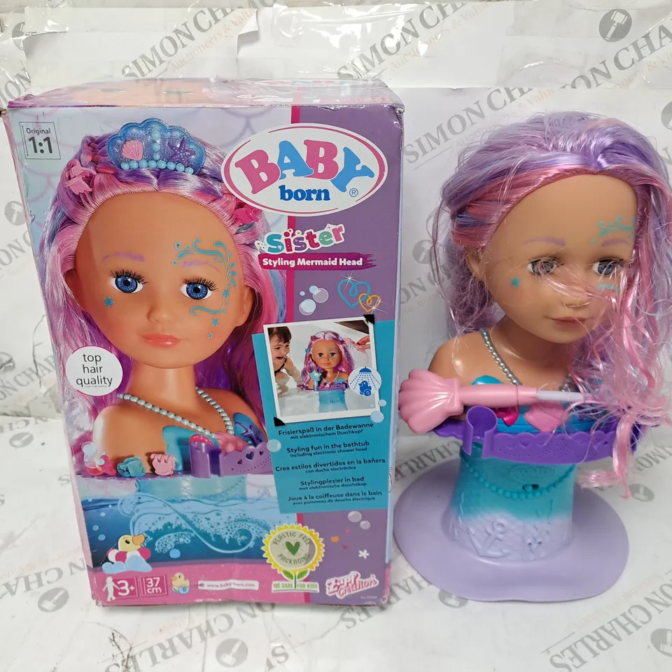 BOXED BABY BORN SISTER STYLING MERMAID HEAD RRP £39.99