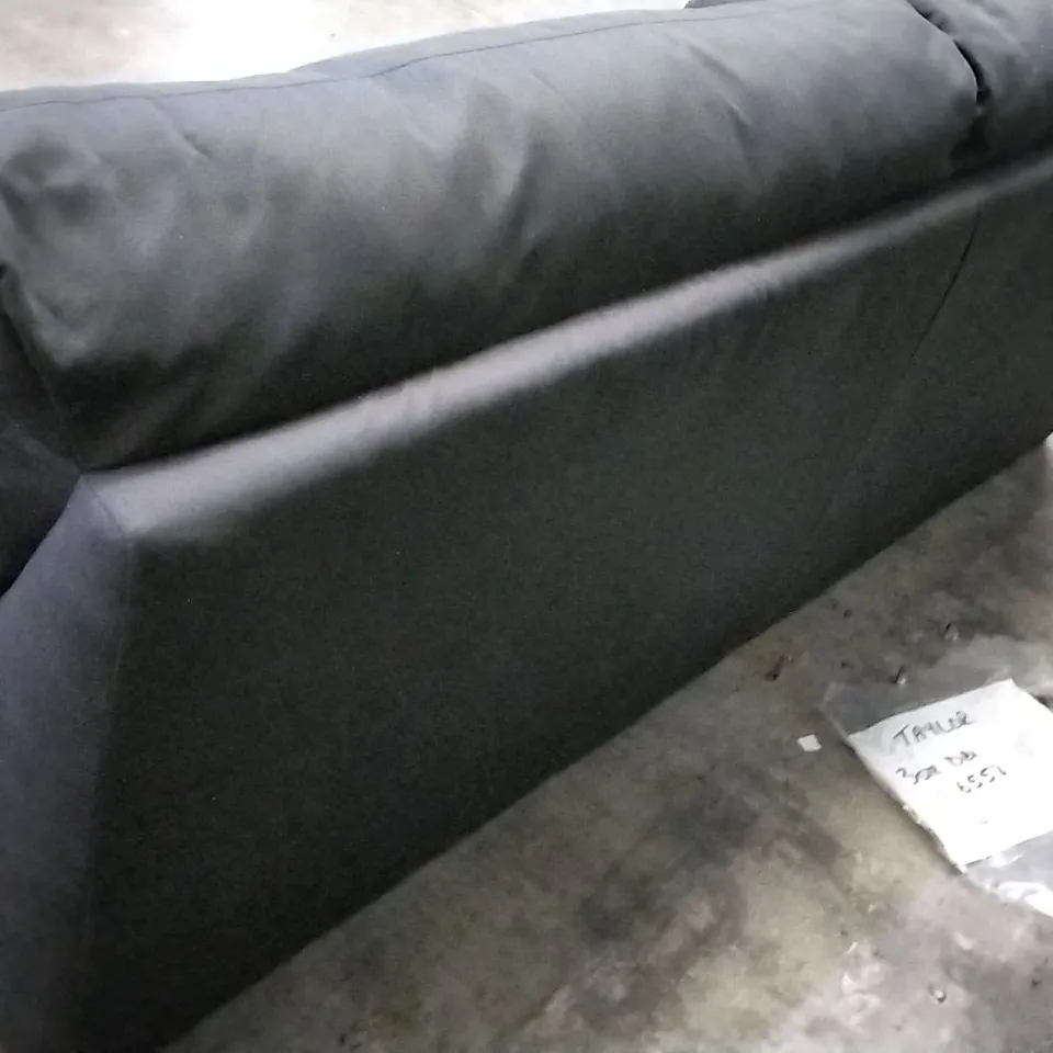 QUALITY BRITISH DESIGNER 3 SEATER SOFA - BLACK FABRIC 