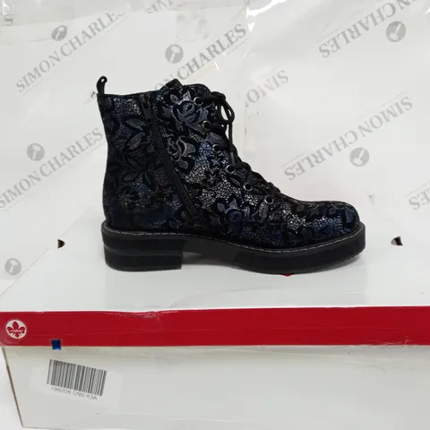 RIEKER LACE UP BOOT DARK FLOURAL SIZE 3 1/2 - BOXED