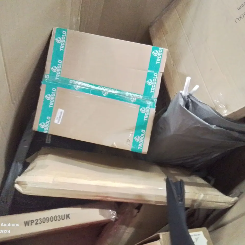 PALLET OF MIXED BOXED HOUSEHOLD ITEMS TO INCLUDE; SINK WET SUIT, RIFLE CASE ETC.