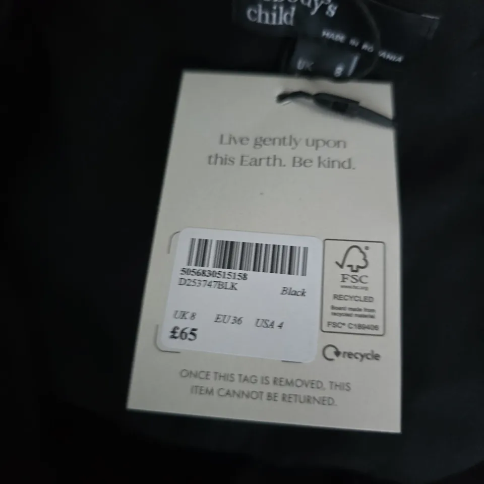 NOBODY'S CHILD WOMEN'S BLACK DRESS, UK 8 (EU 36, USA 4)