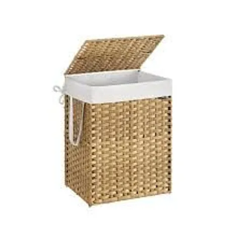 BOXED SONGMICS LAUNDRY BASKET, 110 L SYNTHETIC RATTAN STORAGE BASKET WITH LID AND HANDLES