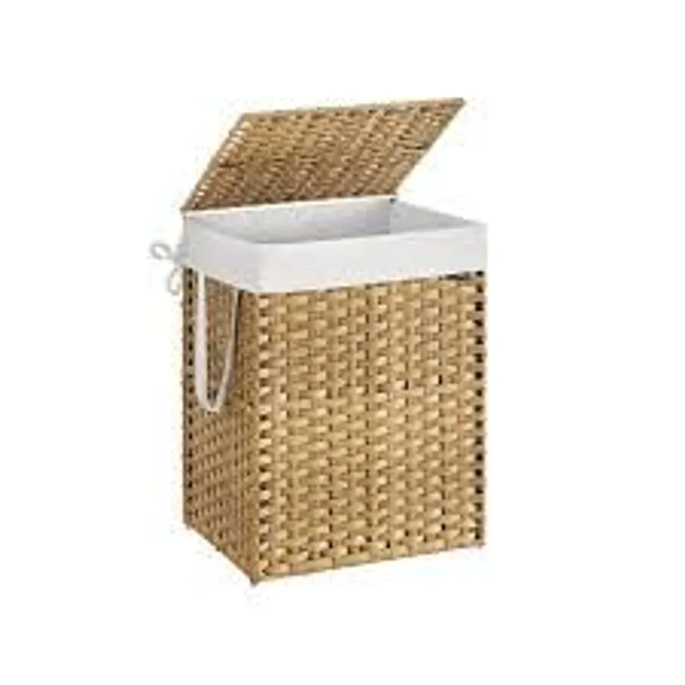 BOXED SONGMICS LAUNDRY BASKET, 110 L SYNTHETIC RATTAN STORAGE BASKET WITH LID AND HANDLES