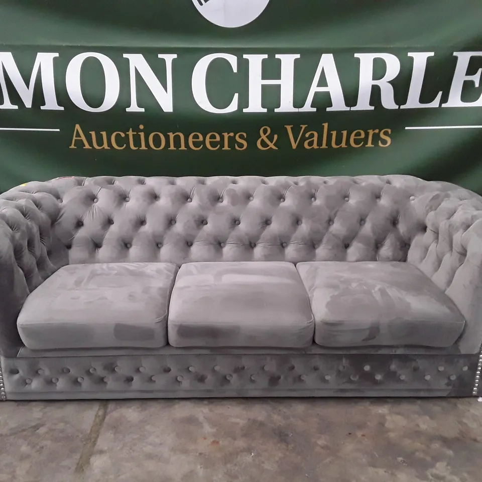 QUALITY DESIGNER 3 SEATER SOFA - GREY FABRIC