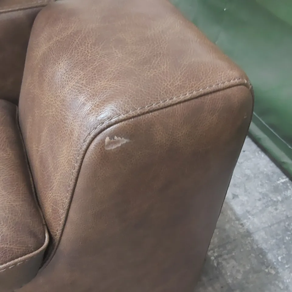 QUALITY DESIGNER ITALIAN MADE RICCARDO 2 SEATER LEATHER SOFA - BRANDY