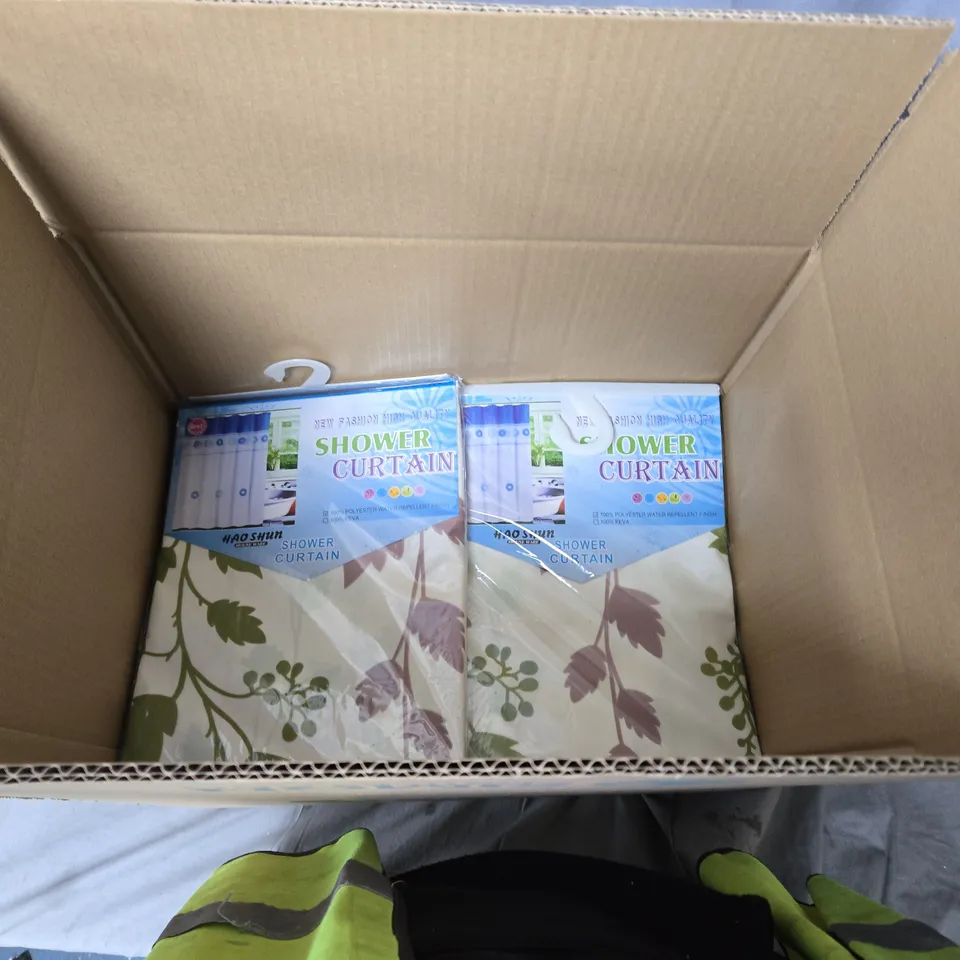 SHOWER CURTAIN - LEAF PATTERN, BOX OF APPROXIMATELY 10