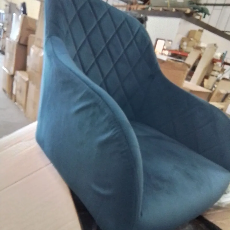 BOXED MOREE SET OF TWO BLUE VELVET DINING CHAIRS