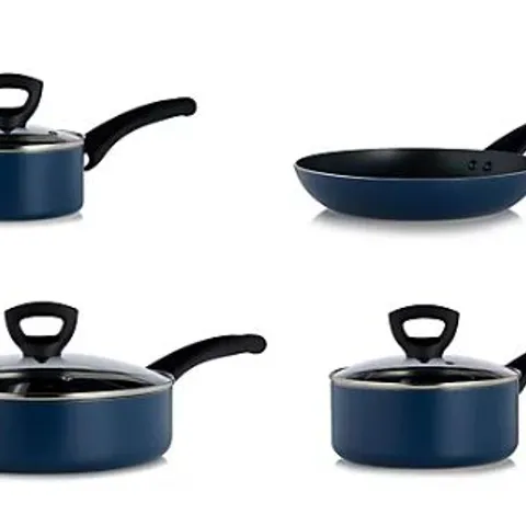 COOK'S ESSENTIALS 4 PIECE NON STICK COOKWARE SET WITH BAKELITE HANDLES MIDNIGHT