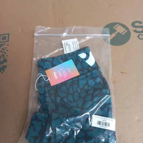 VOXY TEAL LEOPARD BIKER SHORTS β UK 8 (SMALL)