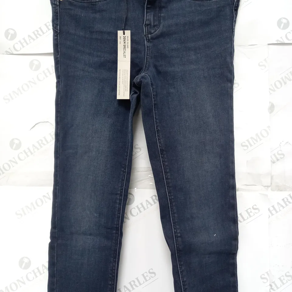 RIVER ISLAND DENIM SPECIALIST MOLLY MID RISE JEANS IN DARK BLUE - UK 10L