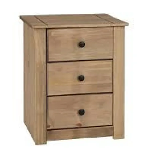 BOXED PANAMA WAXED PINE 3 DRAWER BEDSIDE CABINET (1 BOX)