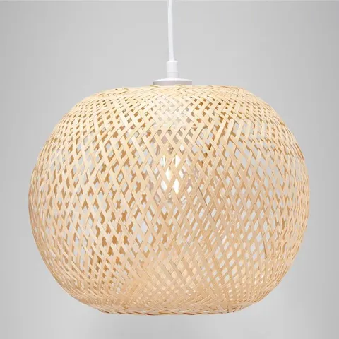 BOXED 28CM H X 30CM W BAMBOO/RATTAN SPHERICAL PENDANT SHADE (1 BOX)