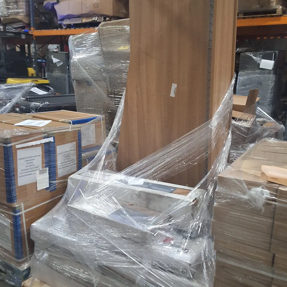 PALLET OF ASSORTED HOUSEHOLD GOODS TO INCLUDE;DESK,FLOORING TILES