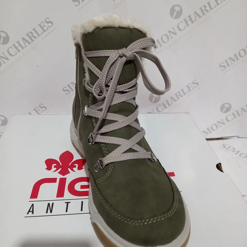 BOXED RIEKER ANTISTRESS KHAKI GREEN HIKING BOOT - SIZE 6 1/2