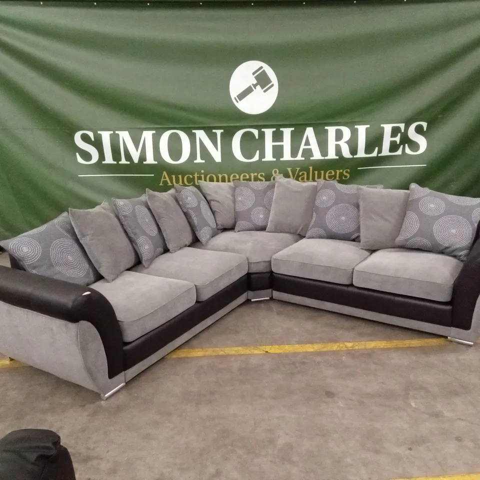 DANUBE FABRIC/FAUX LEATHER CORNER GROUP SOFA RRP £1199