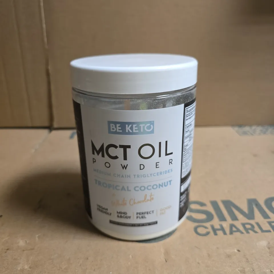 BE KETO MCT OIL POWDER TROPICAL COCONUT AND WHITE CHOCOLATE 300G