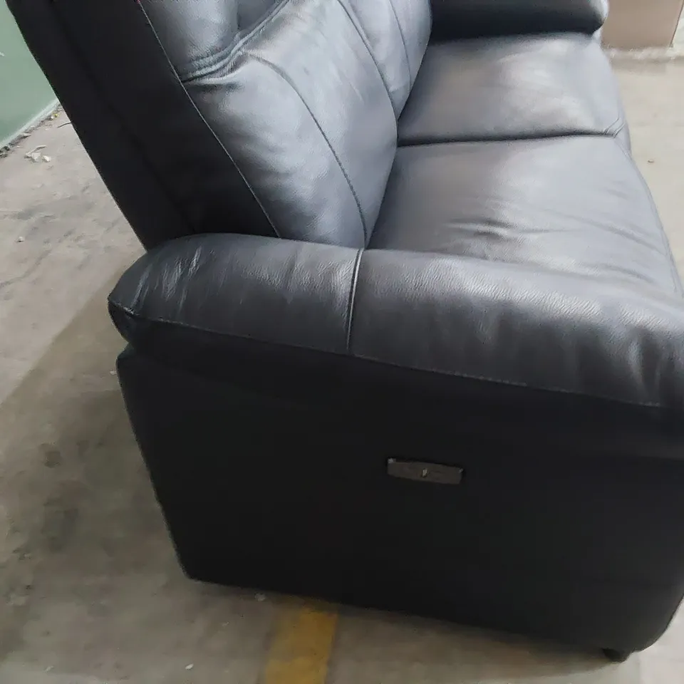 DESIGNER POWER RECLINING THREE SEATER SOFA BLACK LEATHER 