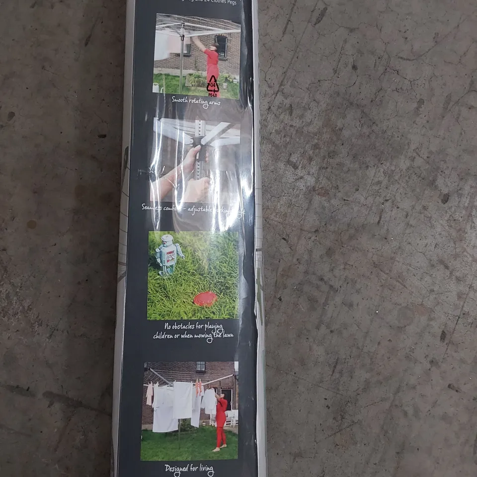 BOXED GRADE 1 BRABANTIA LIFT O MATIC 50M + GROUND SPIKE + ACCESSORIES METALLIC GREY