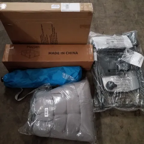 PALLET OF ASSORTED PRODUCTS INCLUDING PLAYPEN, CAMPING CHAIRS, CLOTHES AIRER, BLADELESS FAN