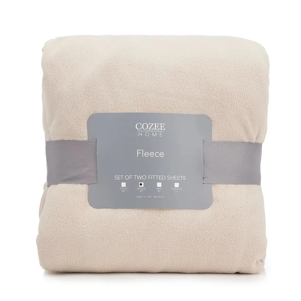 COZEE HOME SET OF 2 FLEECE DEEP FITTED SHEETS