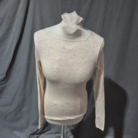 INTIMISSIMI BEIGE  WOMEN'S KNIT TOP, LONG SLEEVES, ROUND NECKLINE, SIZE S